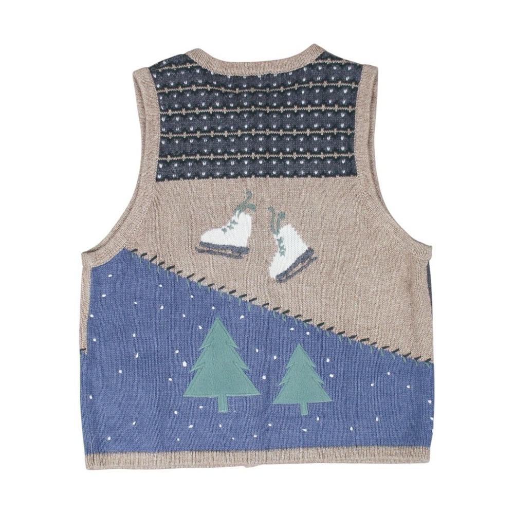 Christopher & Banks‎ Holiday Sweater Vest Winter Ice Skating Women's Small - Picture 2 of 5